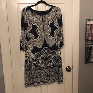 INC navy & white geometric dress